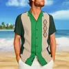 Camisas casuales para hombres Camisa Verano Hawaiano Estampados gráficos Geometría Collar cubano Negro Azul Púrpura Marrón Verde Vacaciones Manga corta