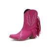Bottes Broderie Botas Mujer Faux cuir Cowboy bottines pour femmes 6 cm bottes à talons hauts imprimer Western Cowgirl bottes 43 231007