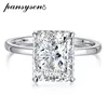 Wedding Rings PANSYSEN Luxury Silver 925 Jewelry Radiant Cut Simulated Diamond Wedding Engagement Ring 18K Gold Plated Rings Gift 231006