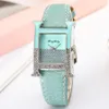 Montres-bracelets 2021 Femmes Montre Carré Lettre H Design Dames En Cuir Quartz Luxueux Argent Strass Femme Casual Montres328b