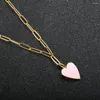 Collares colgantes ZMFashion Collar para mujer Moda en forma de corazón Rosa Amor Simple Clavícula Gargantilla de acero inoxidable Regalo de joyería