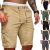 Mens Summer Casual Shorts Solid Color Pocket Gym Sport Running Workout Cargo Jogger Trousers Black Navy Blue Khaki266z