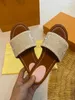 Summer Desinger Womens Slippers White preto preto malha rosa bordado linho bege slide Woody plana slide sandálias Loe Luxury Beach Shop Shop Shoes de moda578908