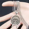 Pendant Necklaces Tribe Leader Skeleton Stainless Steel Necklace Men Silver Color Chain Jewelry Acero Inoxidable Joyeria N4045