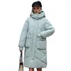 Trench da donna Parka spesso solido con cappuccio per donna Cappotto lungo in cotone invernale