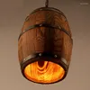 Lampes suspendues Bar Barrel Spécial Lustre Rétro En Bois Massif Personnalisé Restaurant Lampe À Vent Industrielle