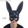 Party Masks Makeup Ball Black Rabbit Mask Female Half Face Adult Halloween Props Gathering Cosplay Performance Supplies Q231009