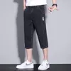 Erkek Şort Bahar Sonbahar Kore Moda Sokak Giyim Mektubu Basılı Erkekler Günlük Giyim Diz Uzunluğu Teri