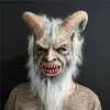 Masques de fête élégant diable cornu adulte latex Krampus masque Halloween adulte costume accessoire mal effrayant bête Q231009