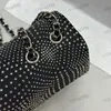 Velor flep şık kadın omuz çantası 20cm rhinestone süslemeli sier donanım metalik toka vintage crossbody tasarımcı çanta kart tutucu çanta sacoche