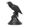 Decorative Objects Figurines Retro Gothic Black Crow Candle Holder Halloween Statue Owl Home Decor Resin Sculpture Craft Ornament 231007