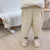 Pantalons d'hiver pour enfants en bas âge, épais et chauds, Style coréen, en coton, couleur Pure, Haren pour enfants, 2023