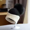 Beanieskull Caps päls fluffig hatt Kvinnor Vinterkrulla kant kassamere stickad tjock varm böna utomhus casual 231006