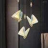 Pendant Lamps Modern Glass Lights Led Indoor Nordic Lighting Hanging Living Bedroom Bedside Dinning Kitchen Decor Bar Butterfly Lamp