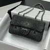 Velour Flap Classic Women Shoulder Bag Rhinestone Decorated Vintage Crossbody Designer Bag Multi Pocket Card Holder Silver Hardware Luxury Handbag Sacoche 20CM