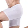 Cuecas masculinas longas boxer shorts ultra-fino malha sem costura roupa interior esportes ginásio correndo fitness respirável boxershorts deslizamento homme troncos 4xl