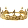 Bandanas Gookin dorosły koronny mężczyźni kobiety Halloween Costume Gold King Crowns żelazo elegancki nakrycie głowy