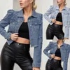 Giacche da donna Giacca di jeans Europa e America con tasca manica lunga con bottoni bavero Cappotto di jeans Abiti comodi e versatili