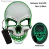 Theme Costume LED Halloween Horror Mask Skull Mask Neon Light Skeleton Scary Mask Halloween Party Come Cosplay Glow In Dark Masques PropL231008