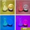 Dekorativa föremål Figurer USB 3D Mticolor LED Lätt bas med Touch Switch Lamp Round Stand Holder For Crystal Glass Art Decoration DHFT1