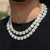 Chaînes Hommes Iced Out 12mm Carré Diamant Collier Hip Hop Bling Femmes À La Mode Miami Cubain Curb Lien Chaîne Bracelet Hipster Pu2990