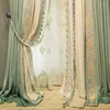 Rideau en tissu velours pour Villa de luxe français, vert, style européen, broderie, couture, sol en dentelle pour salon