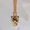 Luxo jewerlry 925 colar de prata esterlina para mulheres e homens leopardo pingente charme colar rosa ouro e prata banhado