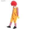 Theme Costume Halloween Christmas Cosplay Parent-Child Clown Come Props Party Stage Performance Fastfood Yellow Clown Clothing for KidsL231007