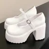 Sukiej buty Biała platforma Obcina Mary Jane Vintage Girls High Heel Platforma Lolita Japan Style Student 231006