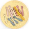 Tassen, Geschirr, Utensilien, 3-teilig, Silikon-Löffel, Gabel für Babyutensilien-Set, Füttern, Essen, Kleinkind, Essen lernen, Training, weiche Gabel, Besteck, Kindergeschirr, 231007