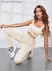 Active Sets 2023 Ribbed Yoga Clothing Sets Women High Waist Leggings And Top Two Piece Set Seamless Tracksuit Fitness Workout Outfits GymL231007