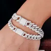 Hip Hop 12mm 10mm Sterling Zilver 925 Real White Gold Plated Iced Out Miami Cubaanse schakelketting of armband Diamond Choker