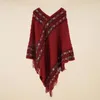 Scarves Womens Loose Sweater Knitted Shawl Cape Ethnic Style Tassel Rain 231007