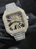 3 estilos Novo esqueleto VVS Moissanite relógio de pulso gelado passar teste de diamantes ETA relógios de safira de luxo ouroPrata relógios automáticos gelados
