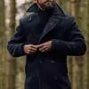 Abrigos de zanjas para hombres 2023 Ropa británica de longitud media de manga larga abrigo de lana otoño e invierno hombres chaqueta capa capa