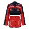 女性用ジャケットシネススポーツカジュアルレトロバイクの衣料品ジャケットデタッチ可能な女の子スタイルのプリント双方向野球ユニフォーム