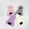 Bonne qualité bébé tricot chapeaux marque de luxe enfants casquette d'hiver doux et chaud bonnets grosse boule chapeau de laine 4 couleurs pour 0-3 ans