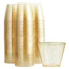 Disposable Cups Straws Retail 60X Golden Plastic Cup Water Powder 90OZ Juice Dessert Mousse Wedding Decoration