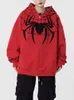 Deeptown Streetwear Spider Sweat à capuche femmes Vintage à manches longues broderie lâche Zip Up sweats à capuche automne Couple sweat veste 230915