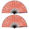 Dekorativa figurer Lyckliga vintage stora kinesiska dansfläktar Bambu Silk Folding Fan Decoration Costume Hanfu Prop Men Women Accessories