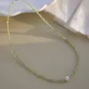 펜던트 lii ji Real Gemstone Peridot Pearl Necklace August Birthstone 14k 금 충진 여성 보석 선물