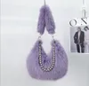 2023 Autumn/Winter New Plush Bag Small Design Imitation Fox Hair Underarm Bag Pearl Chain Single Shoulder Bag Plush Bag