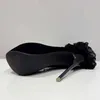 Fashion Sexy Stretch Fabric Sock Knee High Boot Lår Round Toe Woman Stiletto Heel Platform Shoes Zapatos de Mujer 230922