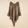 Scarves Womens Loose Sweater Knitted Shawl Cape Ethnic Style Tassel Rain 231007