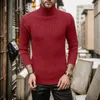 Pulls pour hommes Pull à col roulé côtelé pour hommes pour hommes Slim Fit Pull tricoté Couleur unie Chemise Blouse Mâle Vêtements Jumper