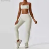 Ensembles actifs Nclagen Yoga Set Sports Back Fitness Costume Hip Louting and Pant Suit Leggings Sexy Bra Workout Houstable Halter Tirmsl231007