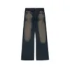 Patchwork Jeans for Men and Women Streetwear Washed Baggy Denim Trousers