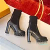 Bottines à talons hauts et semelles épaisses, chaussettes tricotées en laine, bottes à talons épais, automne et hiver 2023