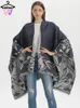Lenços em mulheres capas moda imitação cashmere borlas dupla divisão tulipa padrão combinado senhora xale cachecol luxo cardigans 231007