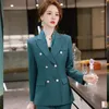 Women's Two Piece Pants Fashion Blazer Women Business Suits 2 Pant And Tops Sets Office Ladies Work Uniform OL Jackets